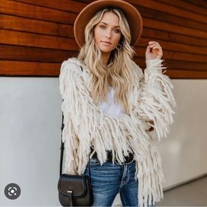 Vici shag open knit cardigan